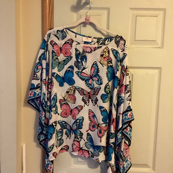 Quacker Factory poncho butterfly print size XL - Picture 2 of 4